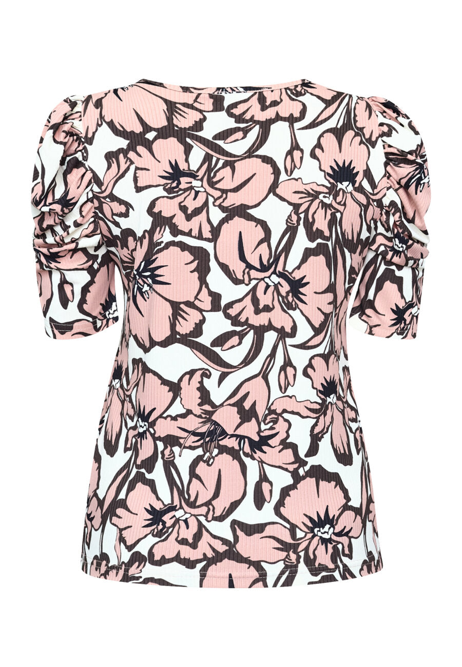 Vya V-neck Top - Mauve Flower