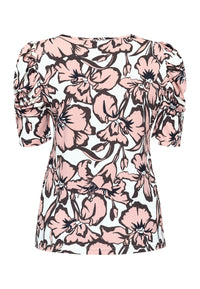 Vya V-neck Top - Mauve Flower