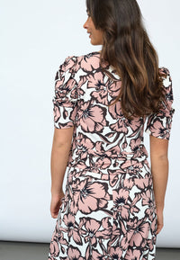 Vya V-neck Top - Mauve Flower