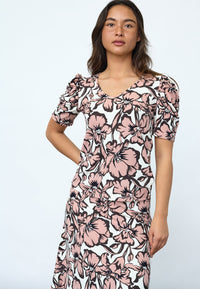 Vya V-neck Top - Mauve Flower