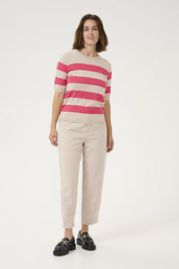 Lizza Knit - Striped Raspberry/Grey Feather