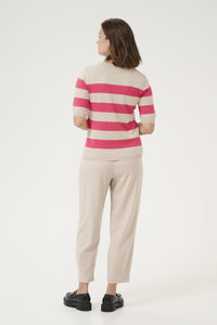 Lizza Knit - Striped Raspberry/Grey Feather