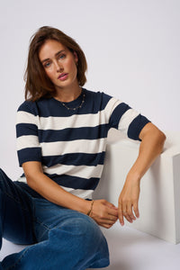 Lizza Knit - Striped Midnight/Chalk