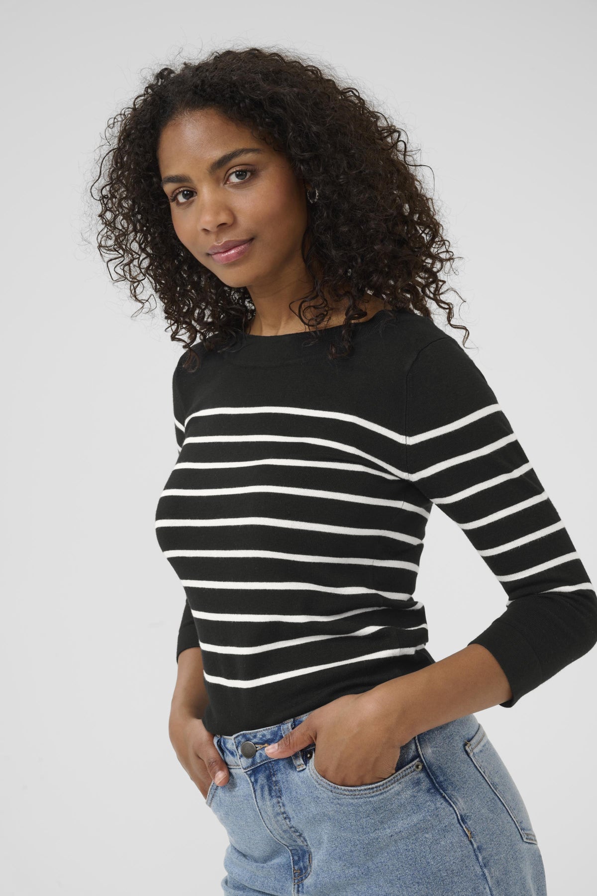 Lizza Boatneck Knit - Black/Chalk