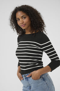 Lizza Boatneck Knit - Black/Chalk