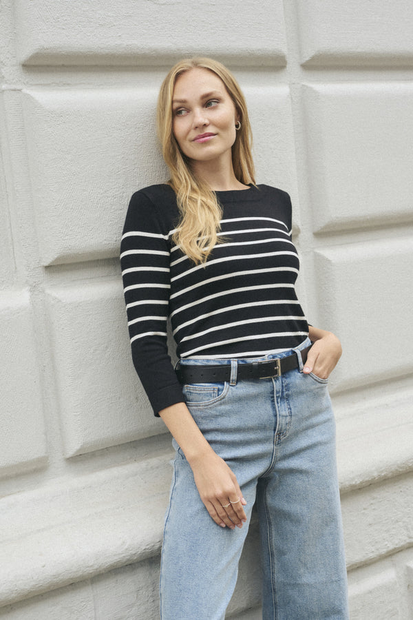 Lizza Boatneck Knit - Black/Chalk
