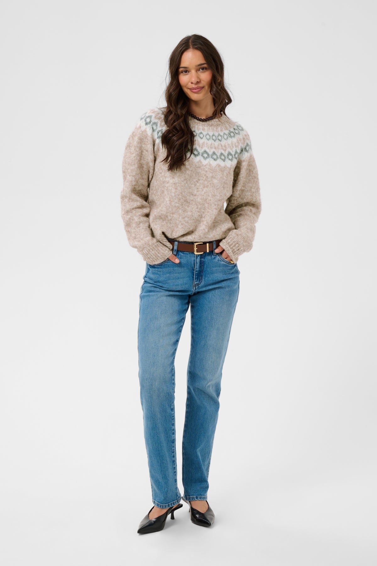 Berta Knit - Beige/Grey