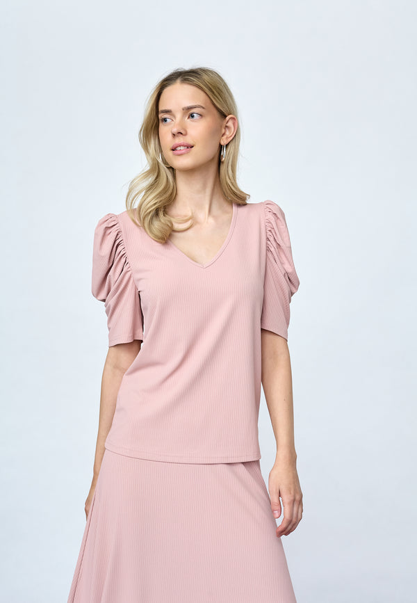 Vya V-neck Top - Mauve