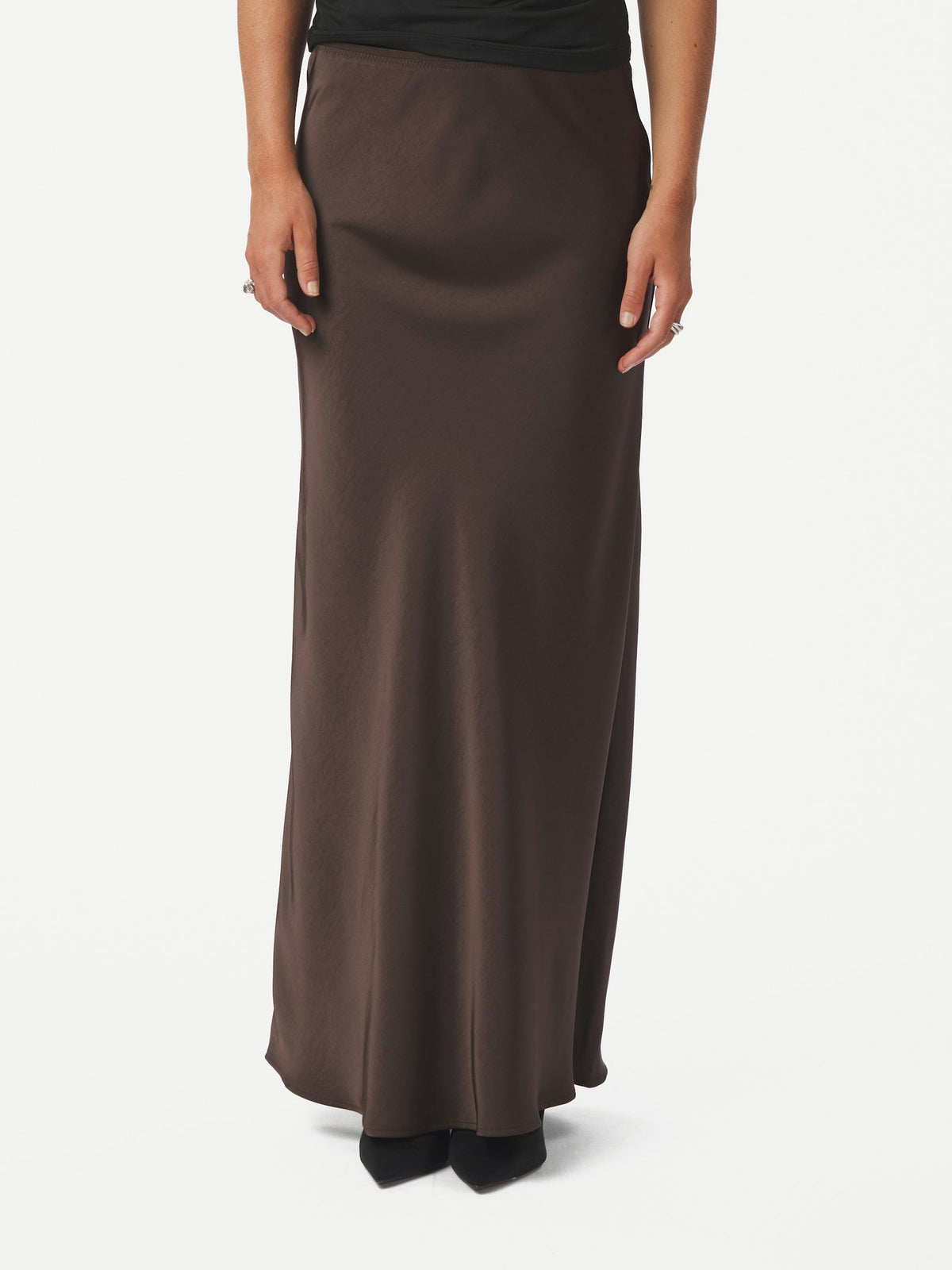 Vicky Sateen Skirt - Dark Brown