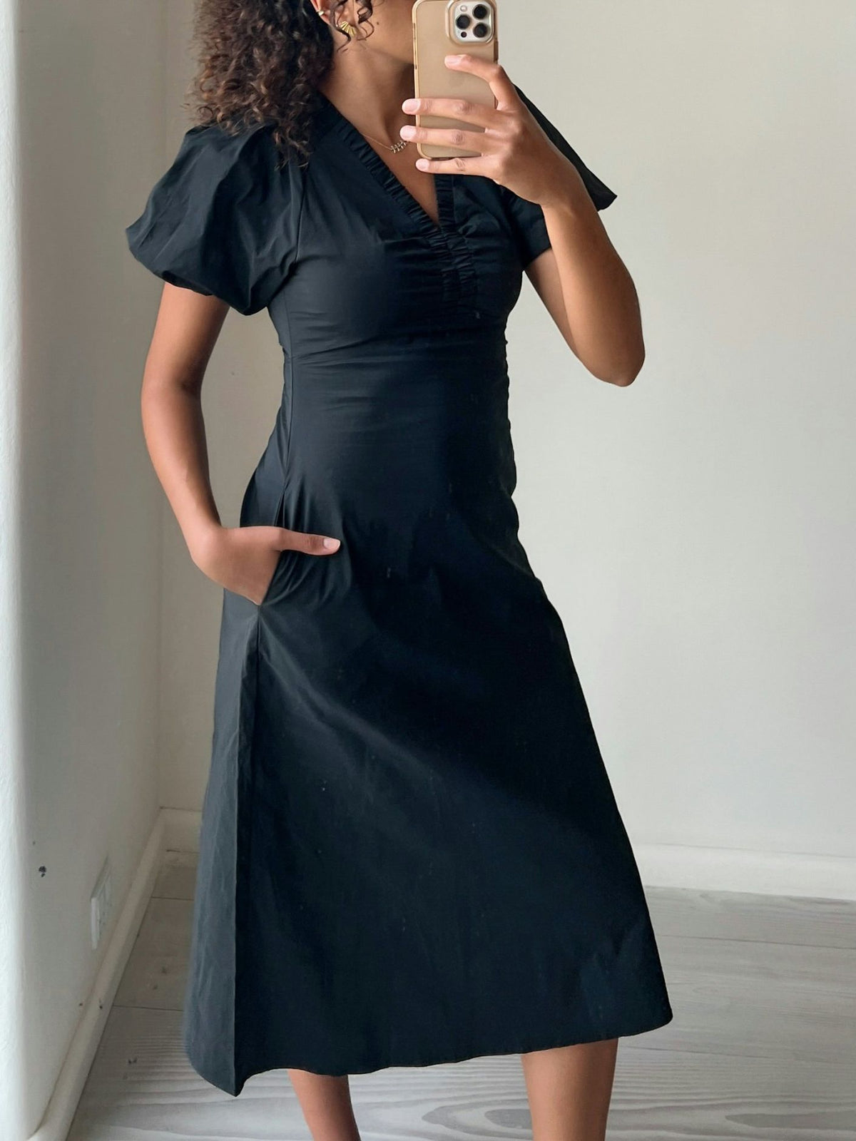 Illana Poplin Dress - Black