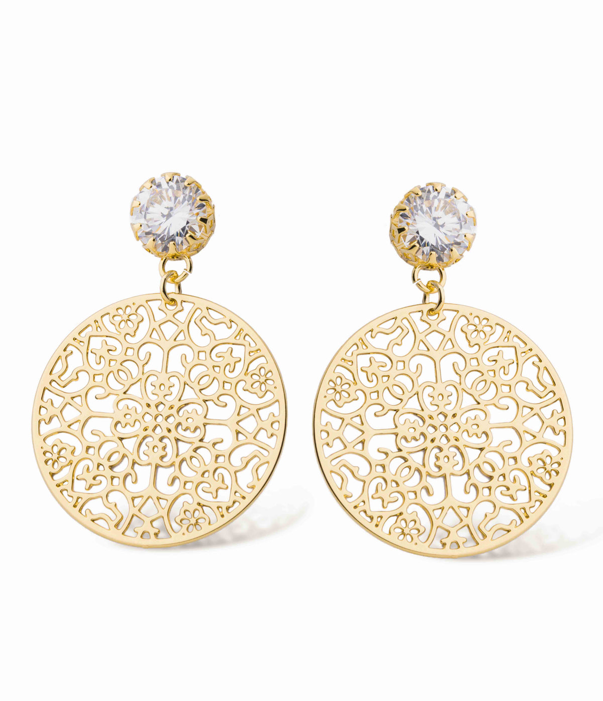 Spinn Crystal Earring - Crystal/Gold