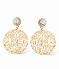 Spinn Crystal Earring - Crystal/Gold