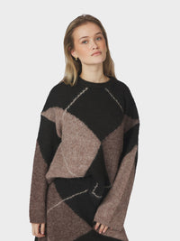 Inga Check Knit - Dark Brown