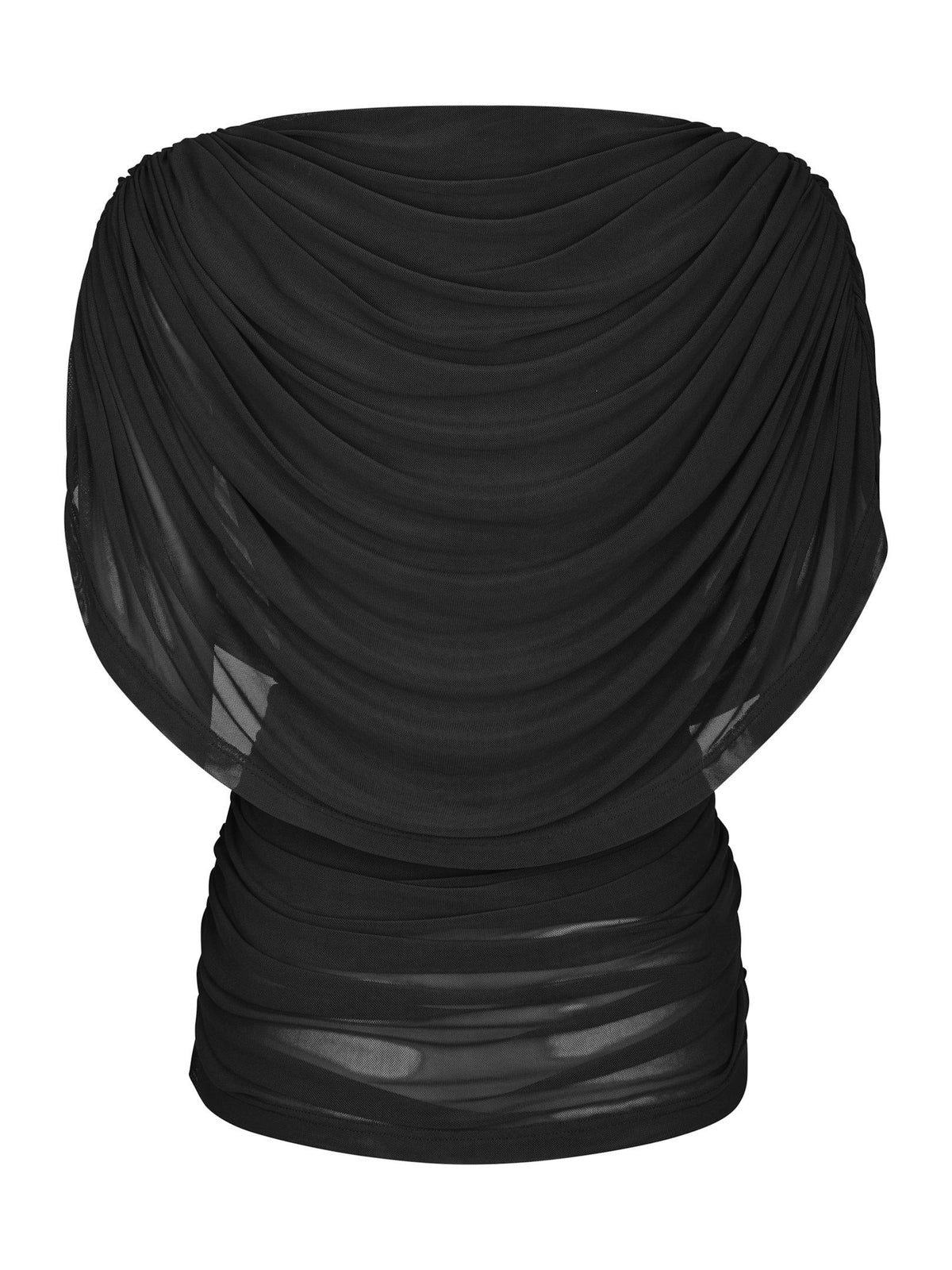 Cottuna Drapy Mesh Top - Black
