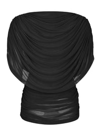 Cottuna Drapy Mesh Top - Black