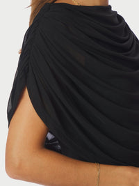 Cottuna Drapy Mesh Top - Black