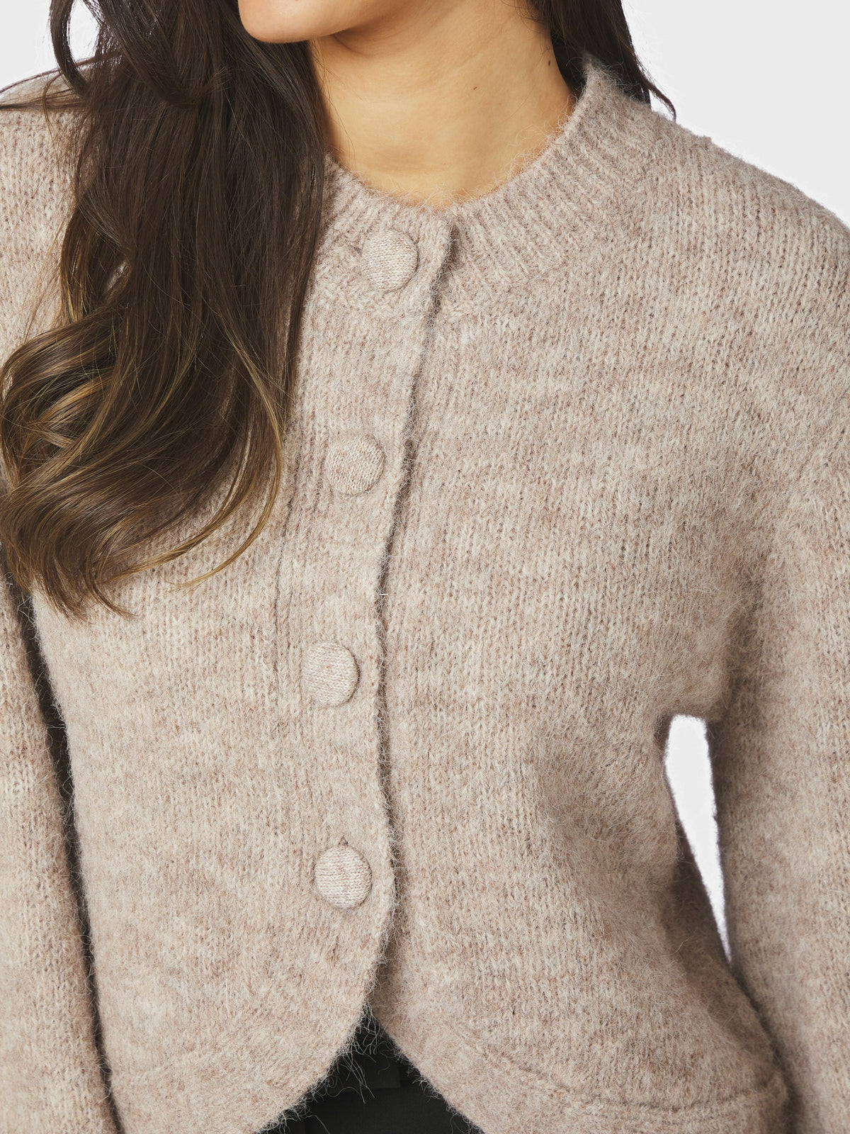 Gio Fluffy Cardigan - Beige Melange