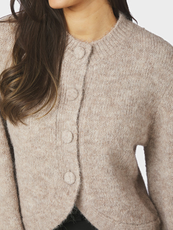 Gio Fluffy Cardigan - Beige Melange