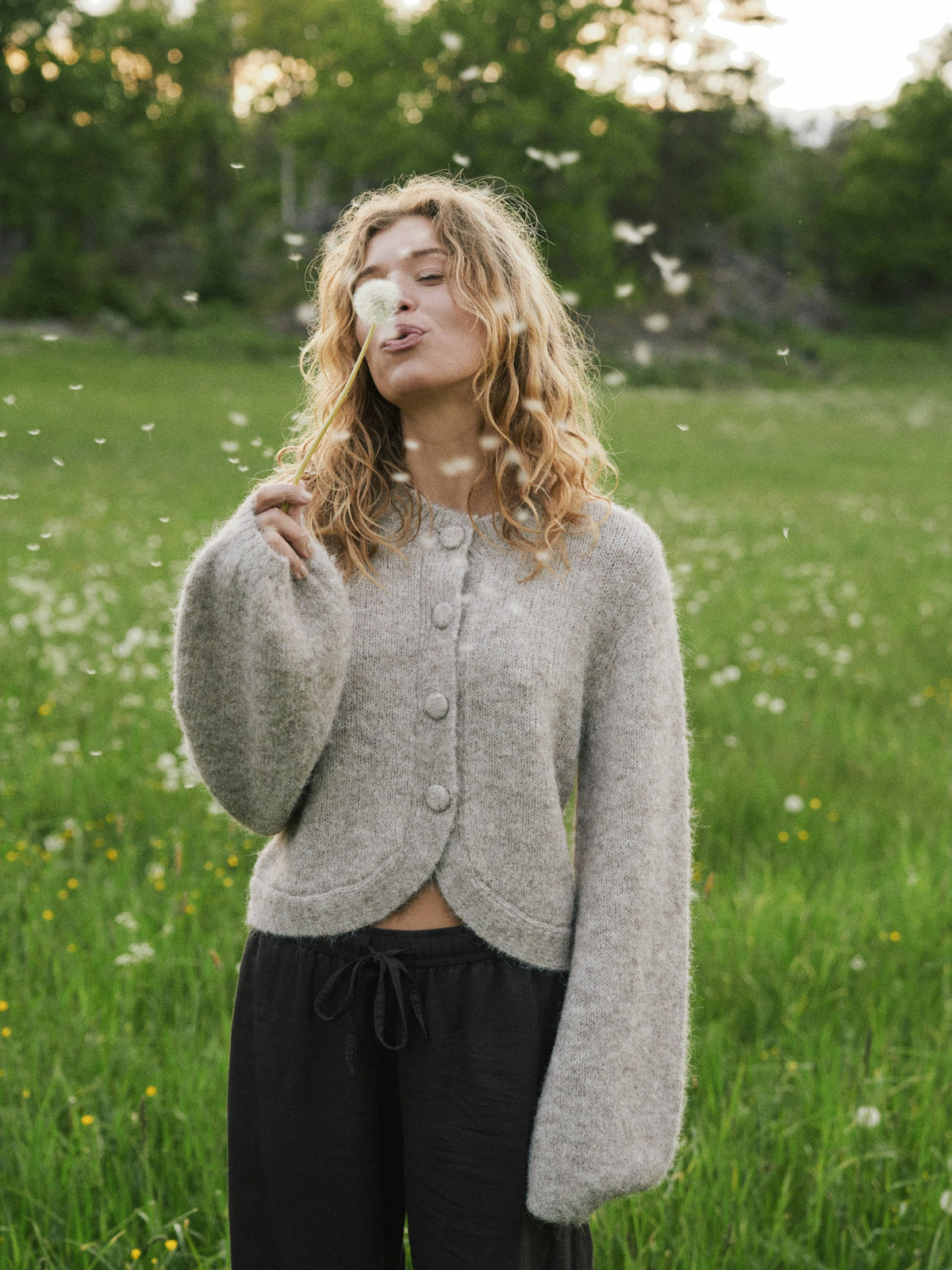 Gio Fluffy Cardigan - Beige Melange