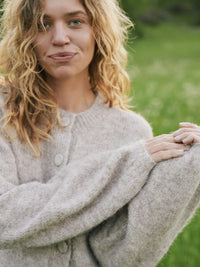 Gio Fluffy Cardigan - Beige Melange