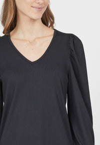 Vya V-Neck Top - Black