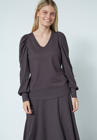 Vya V-Neck Top - Dark Chocolate