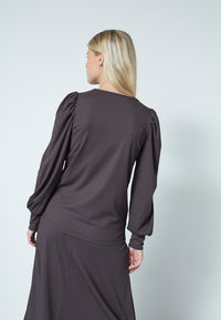 Vya V-Neck Top - Dark Chocolate