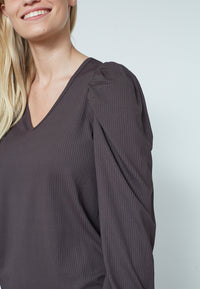 Vya V-Neck Top - Dark Chocolate