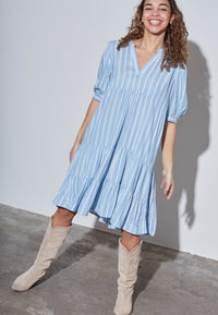 Ibon Dress - L. Blue/Cream
