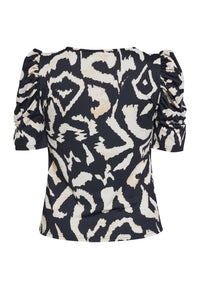 Vya Short Sleeve V-Neck Top - Graphic