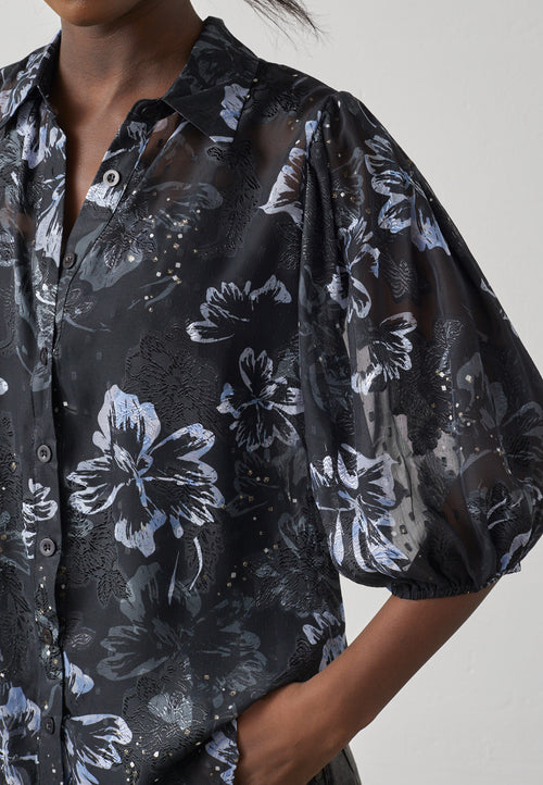 Ella Shirt - Black/L. Blue