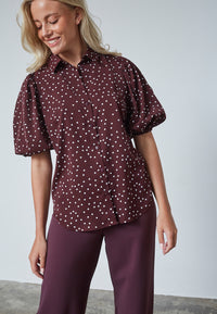 Ella Shirt - Bordeaux/Dot