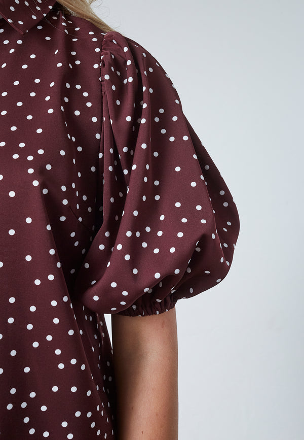 Ella Shirt - Bordeaux/Dot