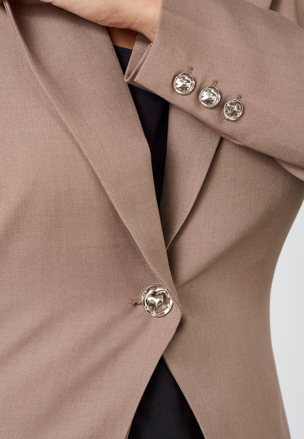 Viksa Buttom Blazer - Dark Sand