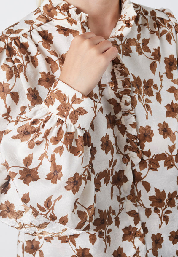 Virsa Shirt - Cognac Flower