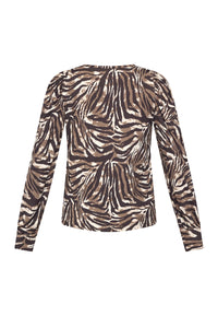 Vya V-Neck Top - Zebra