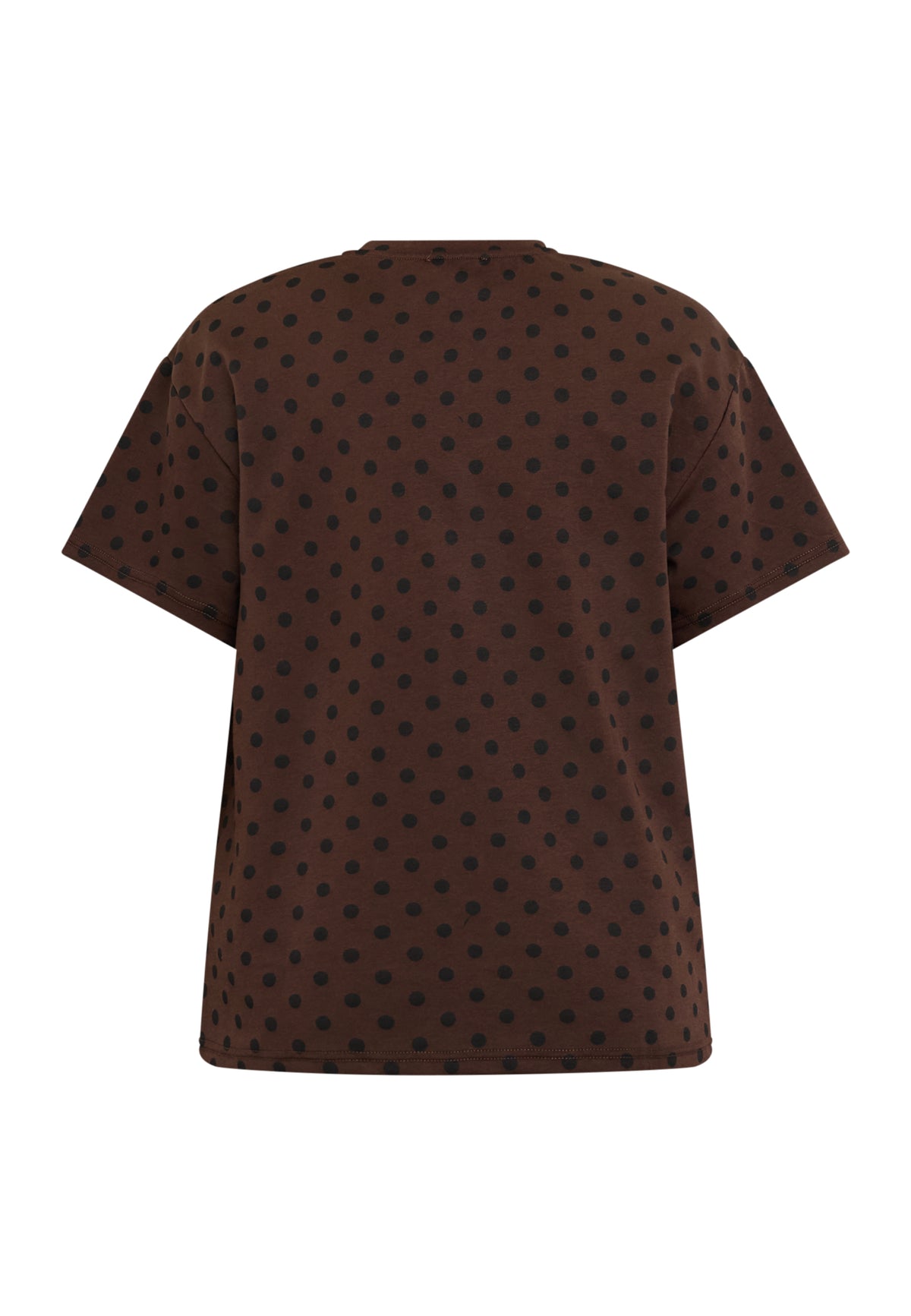 Veda T-shirt Top - Brown/Black Dot