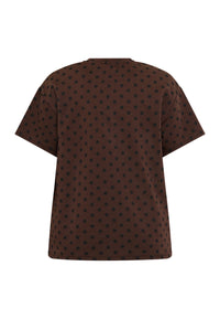 Veda T-shirt Top - Brown/Black Dot