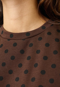 Veda T-shirt Top - Brown/Black Dot