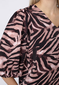 Ventia Blouse - Bordeaux/Zebra