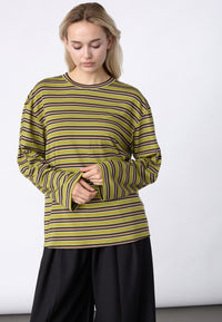 Esther Top - Moss/Brown Stripes