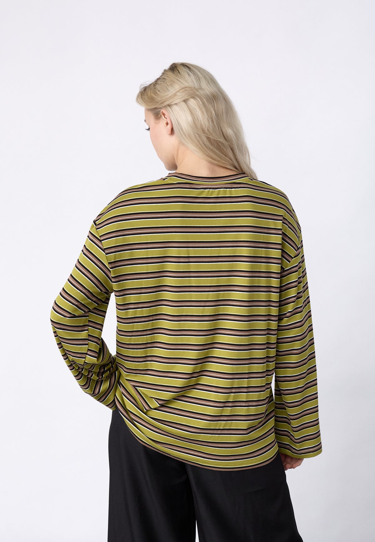 Esther Top - Moss/Brown Stripes