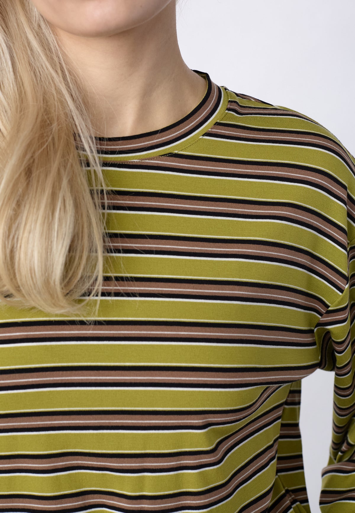 Esther Top - Moss/Brown Stripes