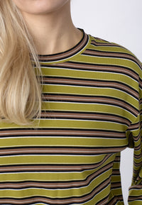 Esther Top - Moss/Brown Stripes
