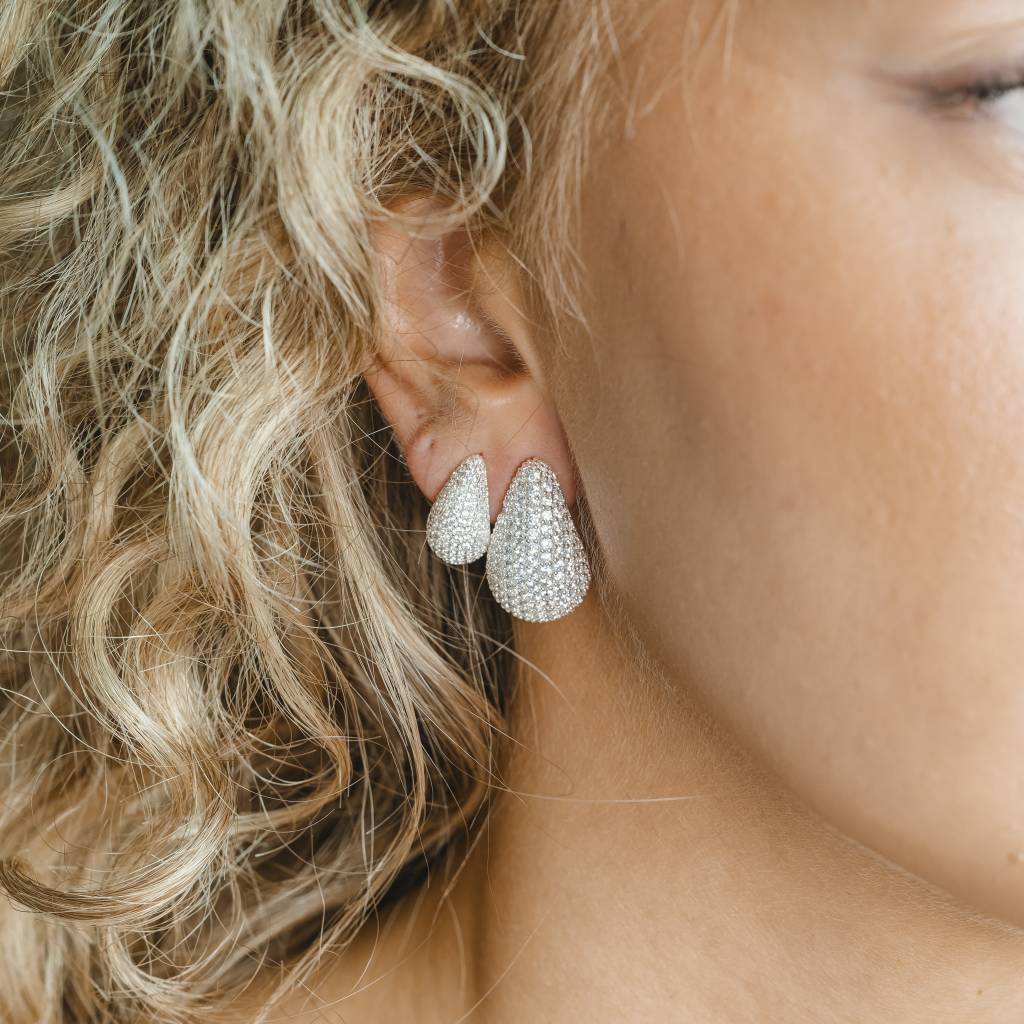 Corinne Crystal Small Earring - Silver