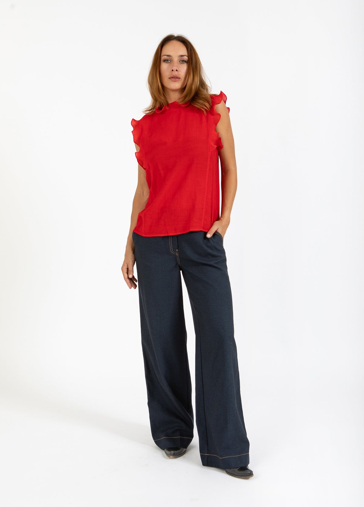 Top With Ruffels - Red
