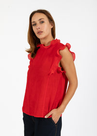 Top With Ruffels - Red