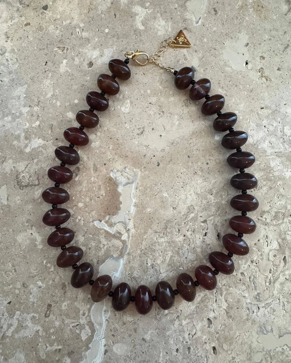 Arta Bead Necklace - Brown