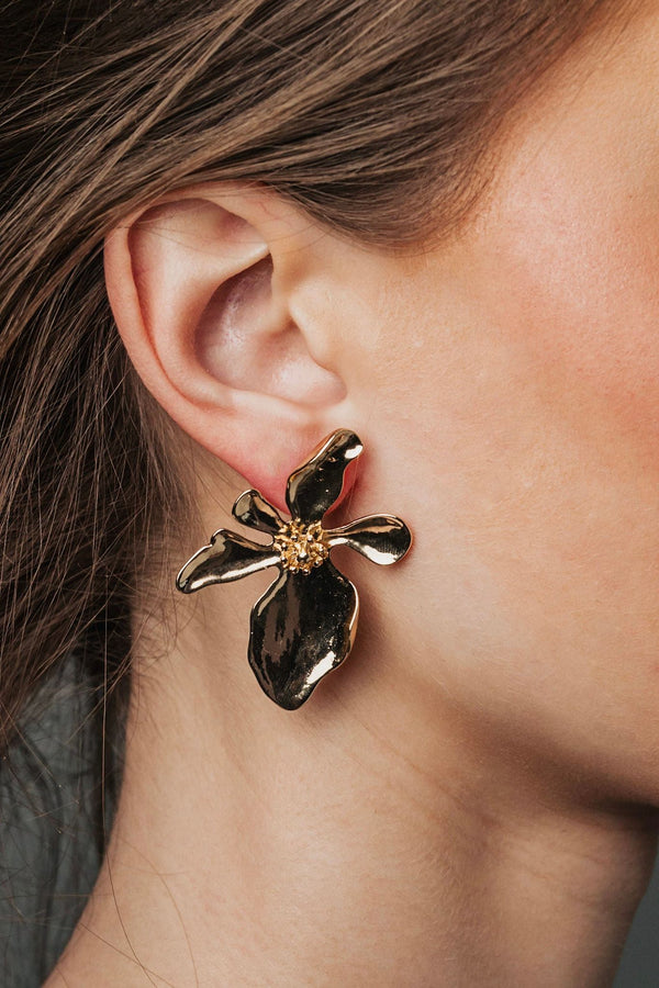 Flower Earrings - Gold