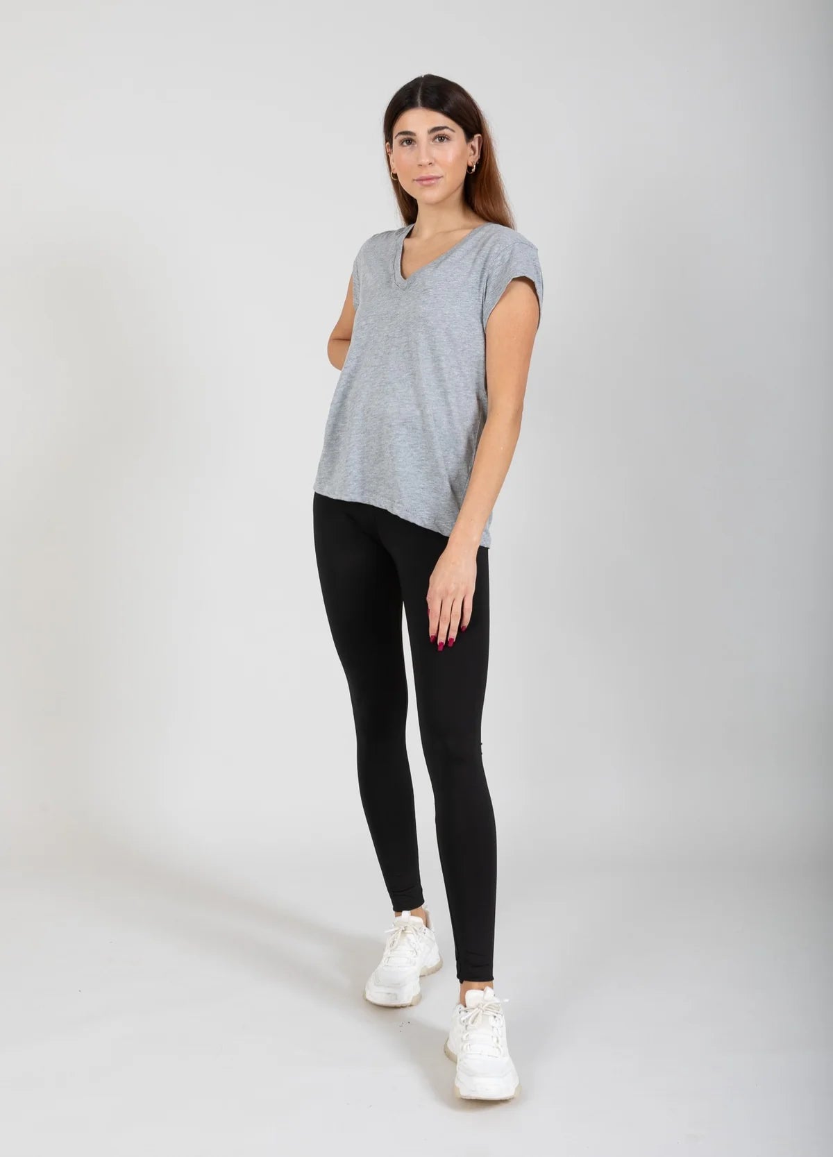 V-Neck T-shirt - Light Grey Melange